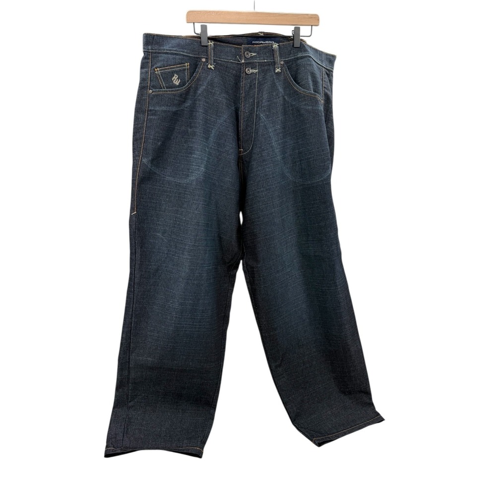 Rocawear Authentic Men's Jeans Size 42 Dark Wash Wide Leg Baggy  Y2K